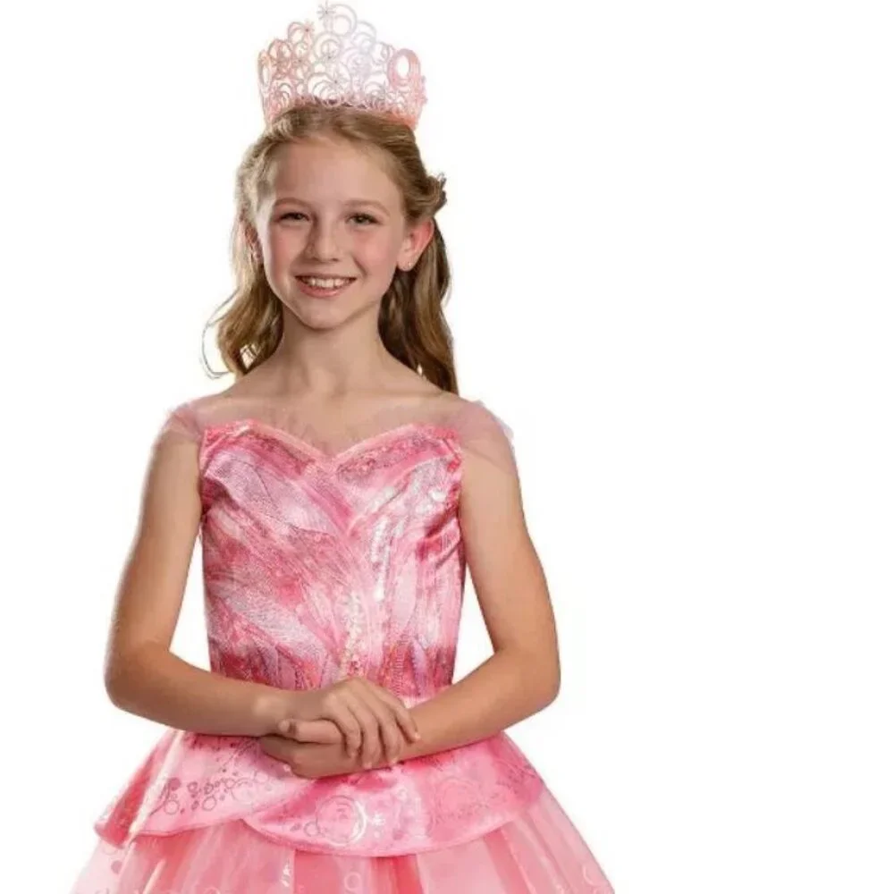 Wicked Glinda & Wand Halloween Costume 7/8 The Good Witch Pink Deluxe Girls - Picture 3 of 10